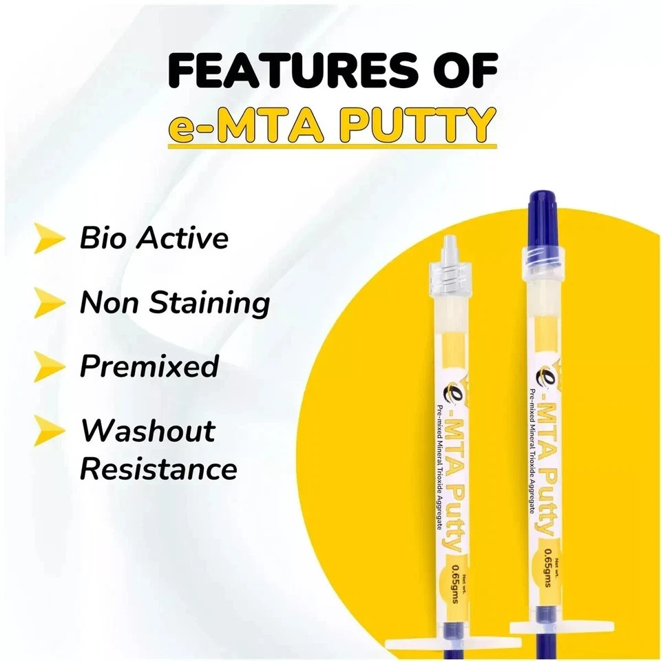 Dental E-MTA PUTTY Pre Mixed Mineral Trioxide Aggregate RCT 0.65gm Syringe FS