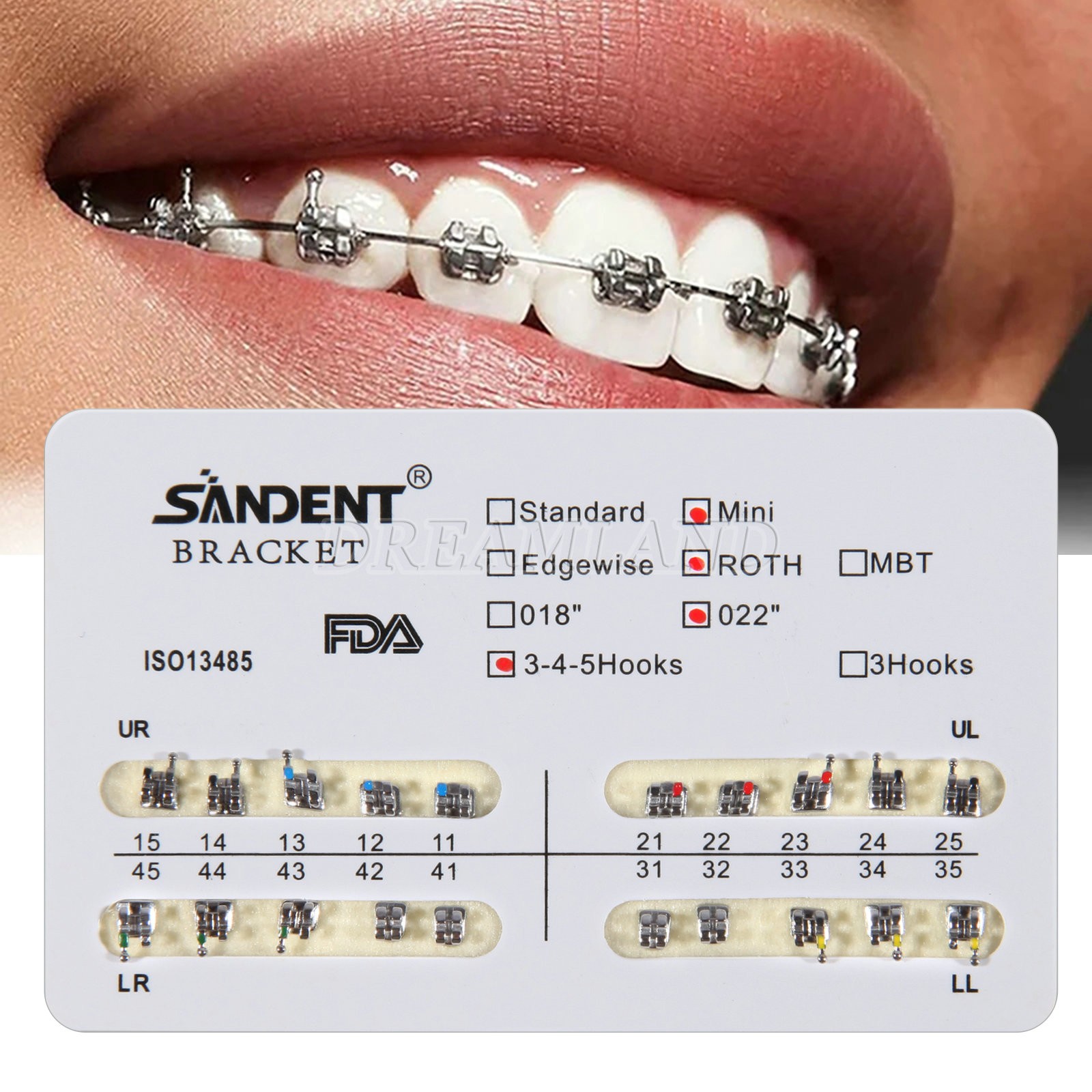 10 Packs Dental Orthodontic Metal Brackets Braces Mini Roth.022 Hooks 345