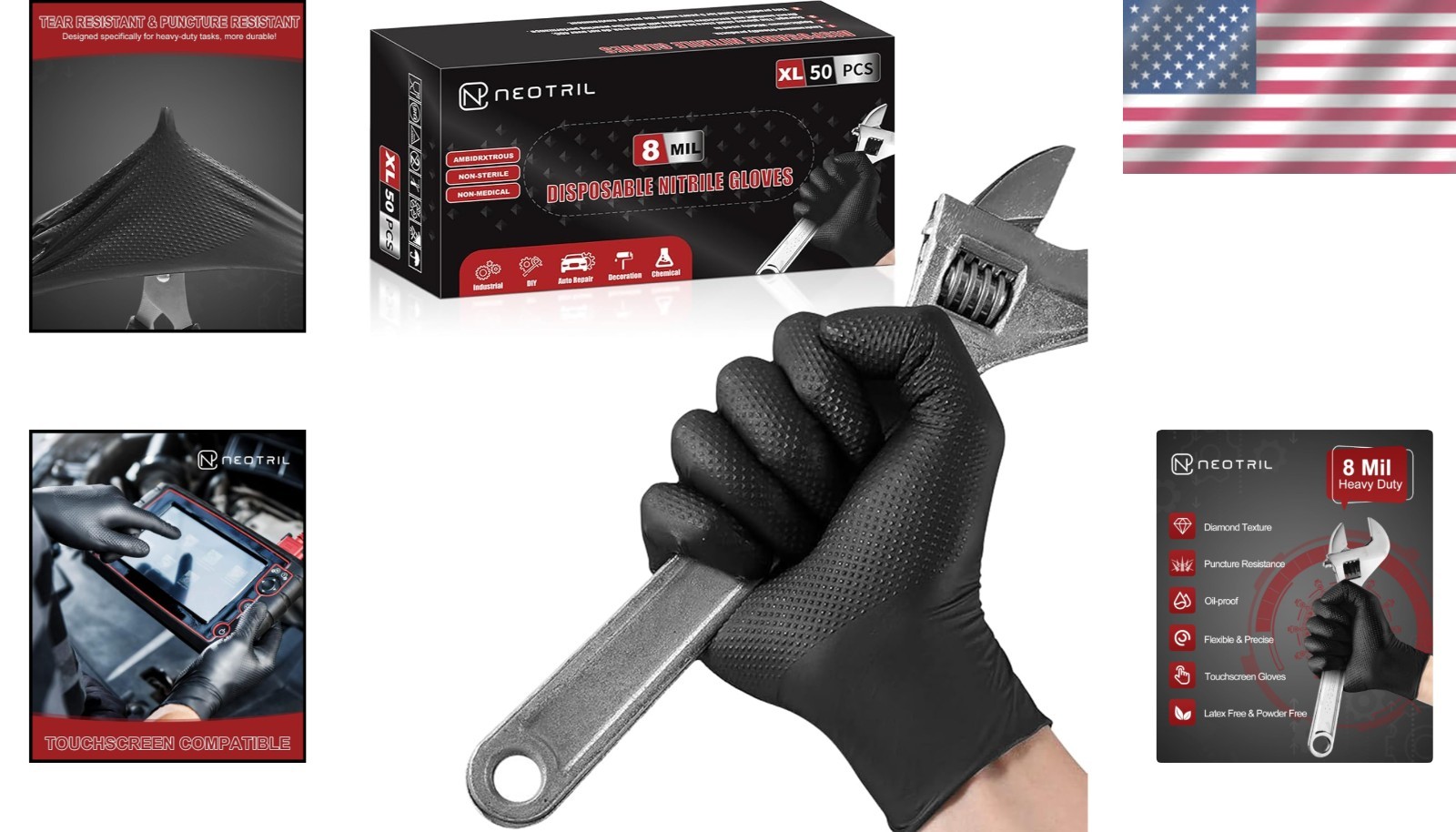 Ambidextrous 50 Count Heavy-Duty Nitrile Gloves – Latex & Powder Free Protection