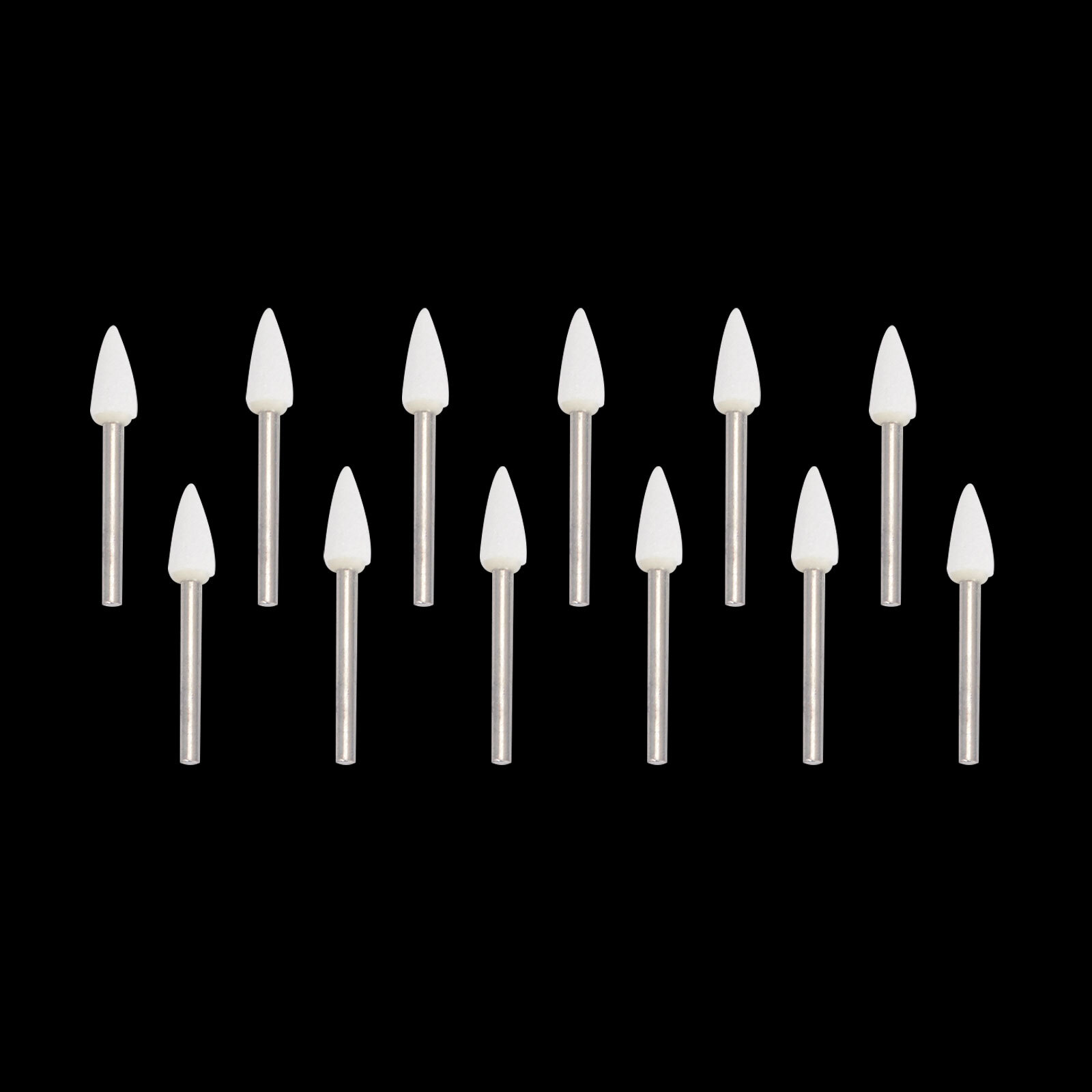 Dental Flame Mounted White Stone Polishing Burs FG Abrasion Point Burs 12pc/Pack