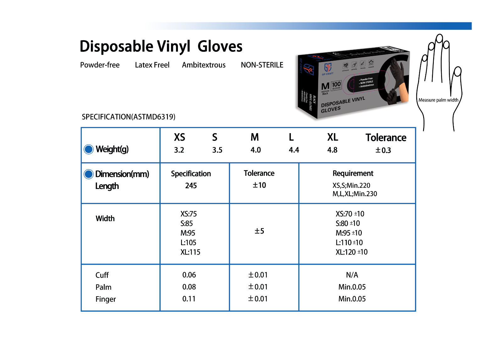 Black Vinyl Gloves Food Grade Gloves Disposable Latex Free Powder Free, 1000PCS