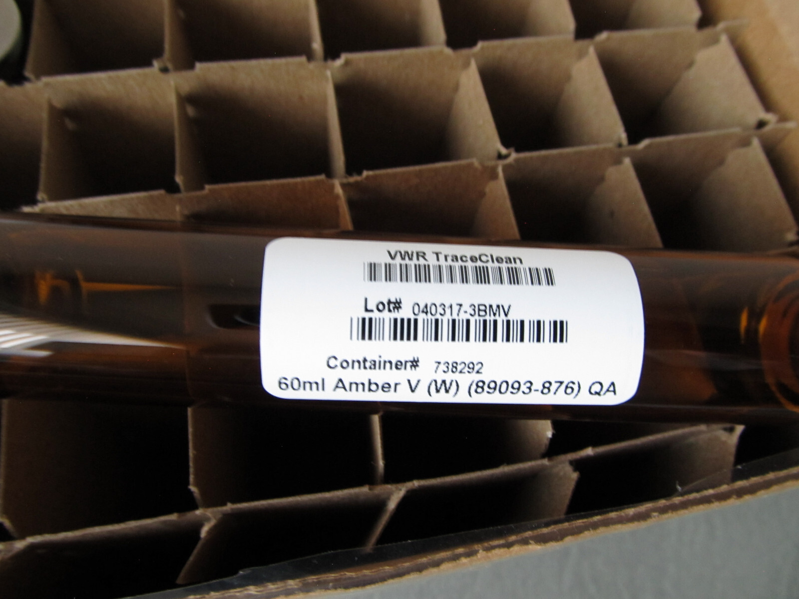 NIB Sealed Case 72-Count VWR TraceClean 60ml Vial Amber + 30-Count Open Box
