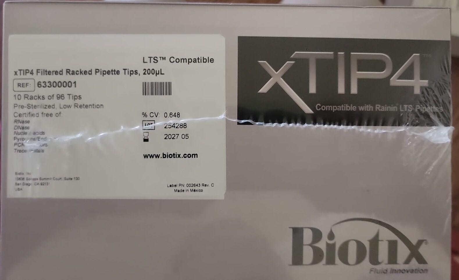 Biotix XTIP4 Filtered, Racked 200µl Pipette Tips 10 Racks/96, Exp 05/2027