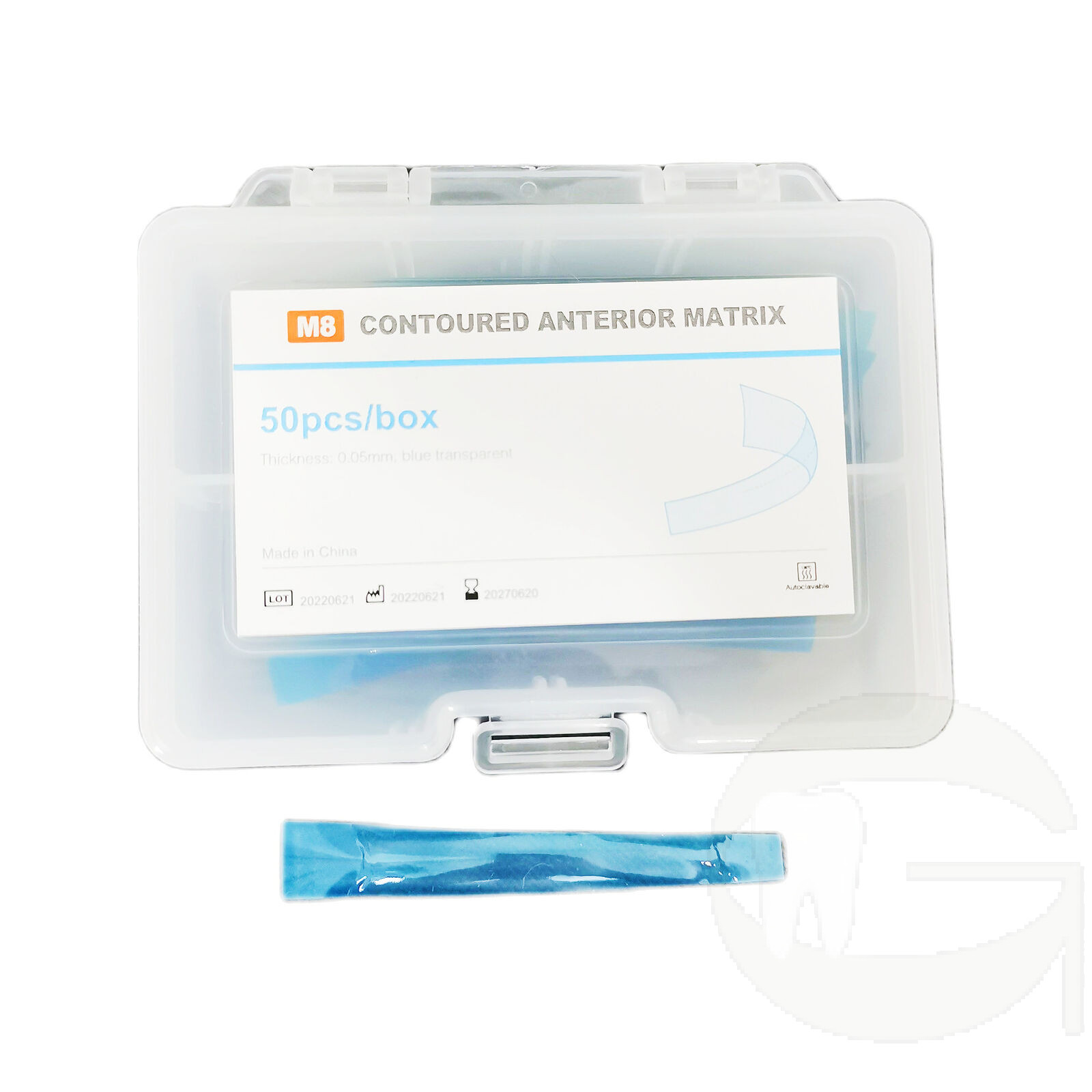 Dental Blue Strip M8 Contoured Anterior Matrix Restoration Matrices 0.05mm