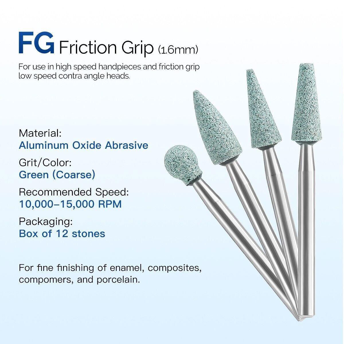Dental Polishing Stones FG High & Low Speed Stone Burs Aluminum Oxide Abrasive