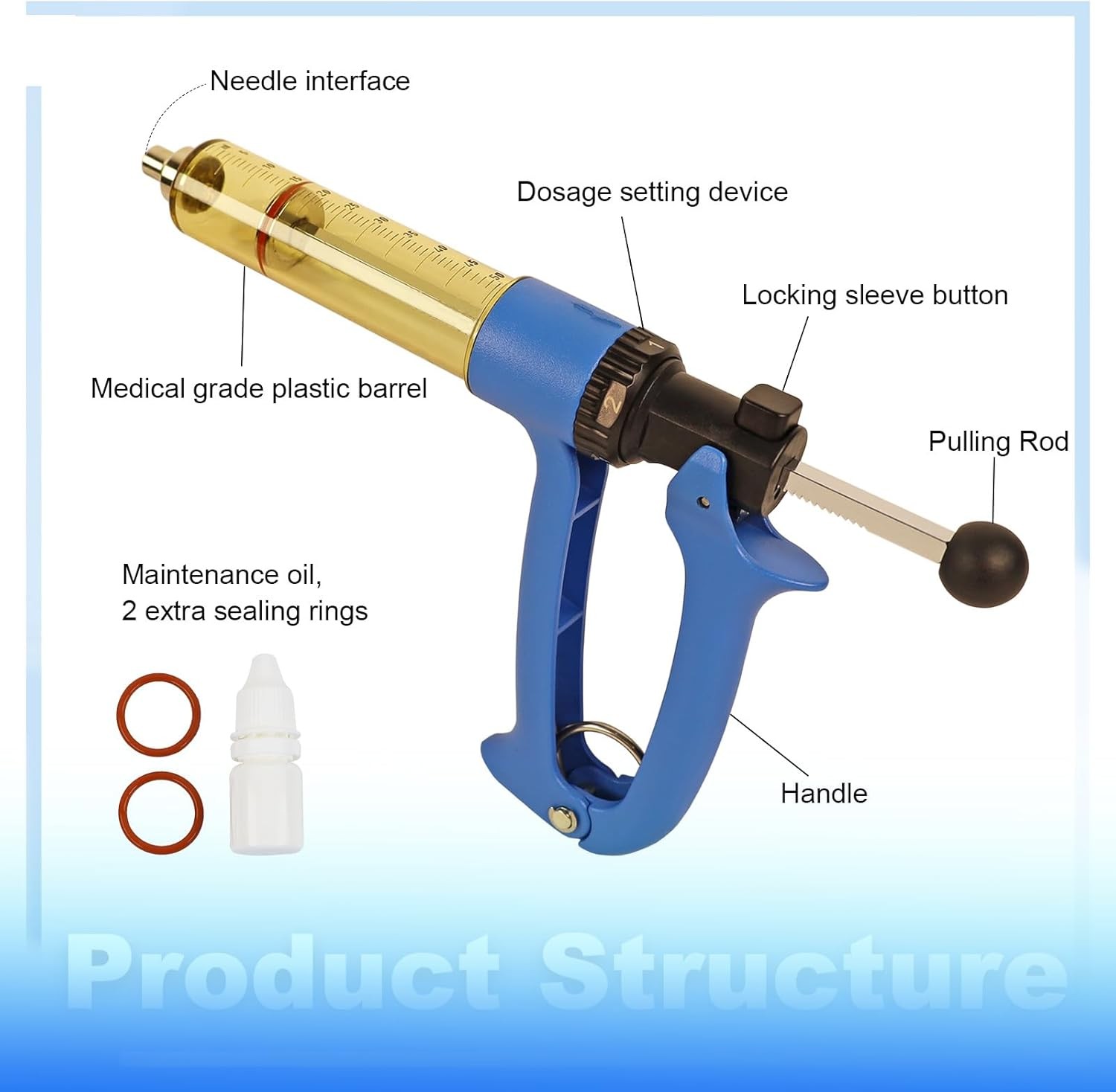 50ML Semi Automatic Livestock Syringe, Continuous Repeating Luer Lock Syringe