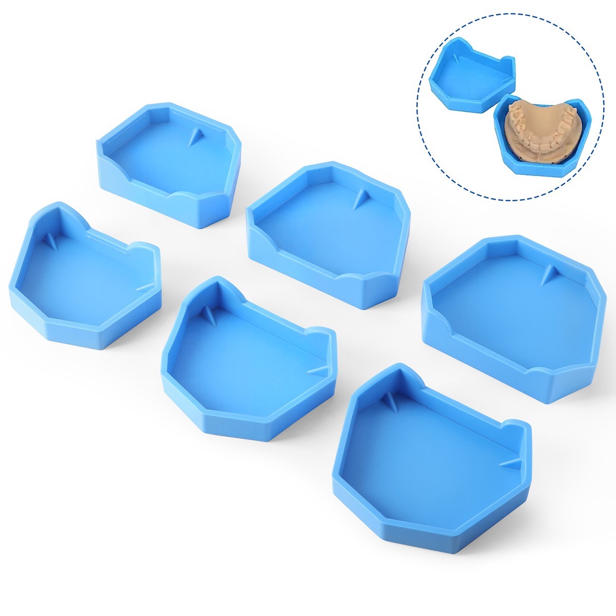6PCS AZDENT Dental Lab Model Former Base Molds Set Silicone Mould Tray Base