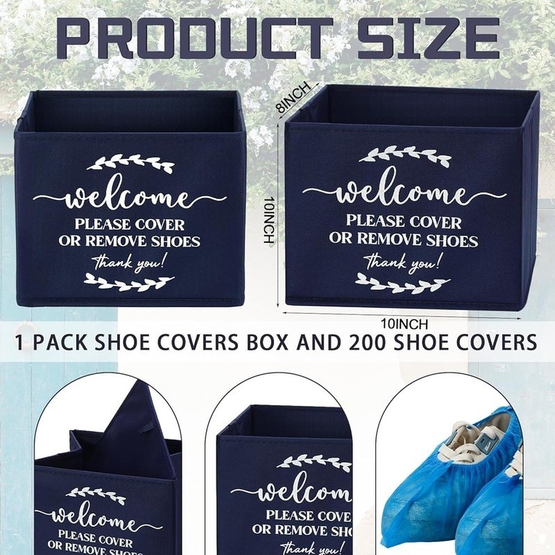 Disposable Shoe Covers 200 Pack W/ Foldable Storage Box Cleanliness Indoor Use