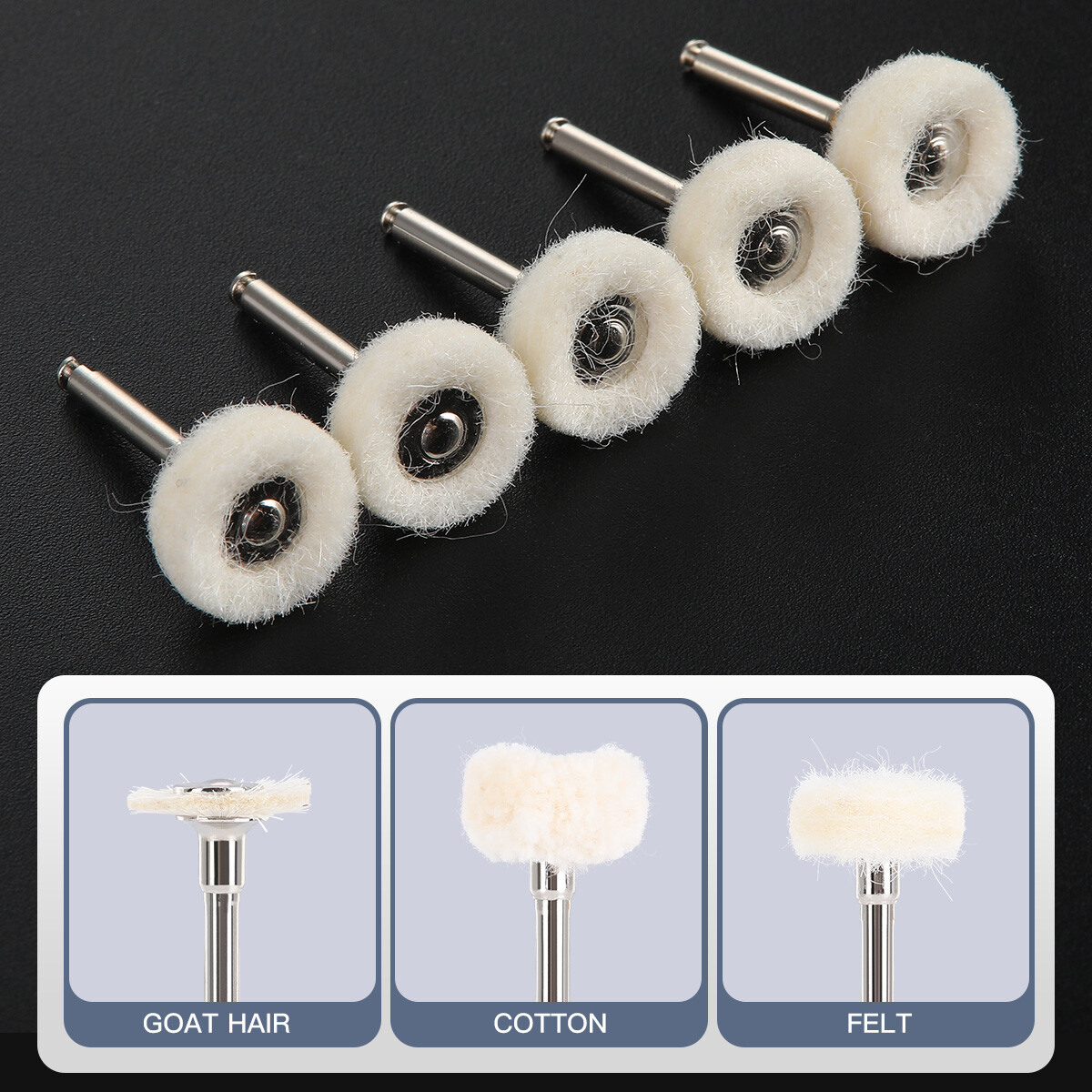 5Pcs/Pack Dental Goat Hair Polishing Brush Buffing Wheel 2.35mm for Rotary Tools