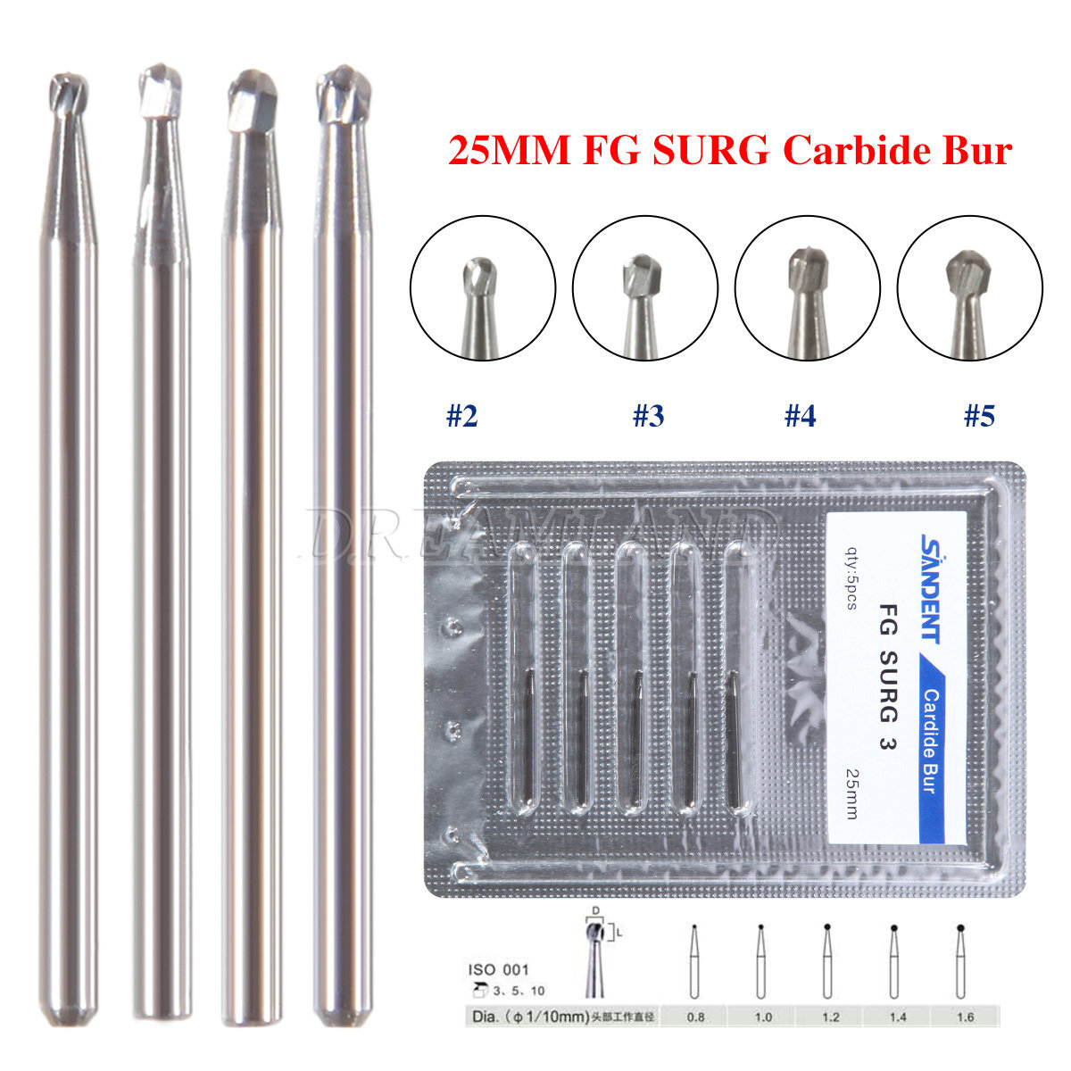 1-10 Sale Surgical Burs 25mm / Carbide Burs Friction Grip FG Round High Speed