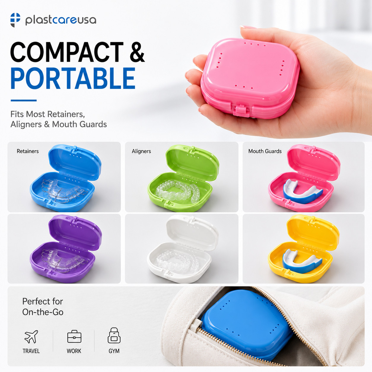 Dental Retainer Case Storage Mouth Guard Box Containers for Invisalign Teeth