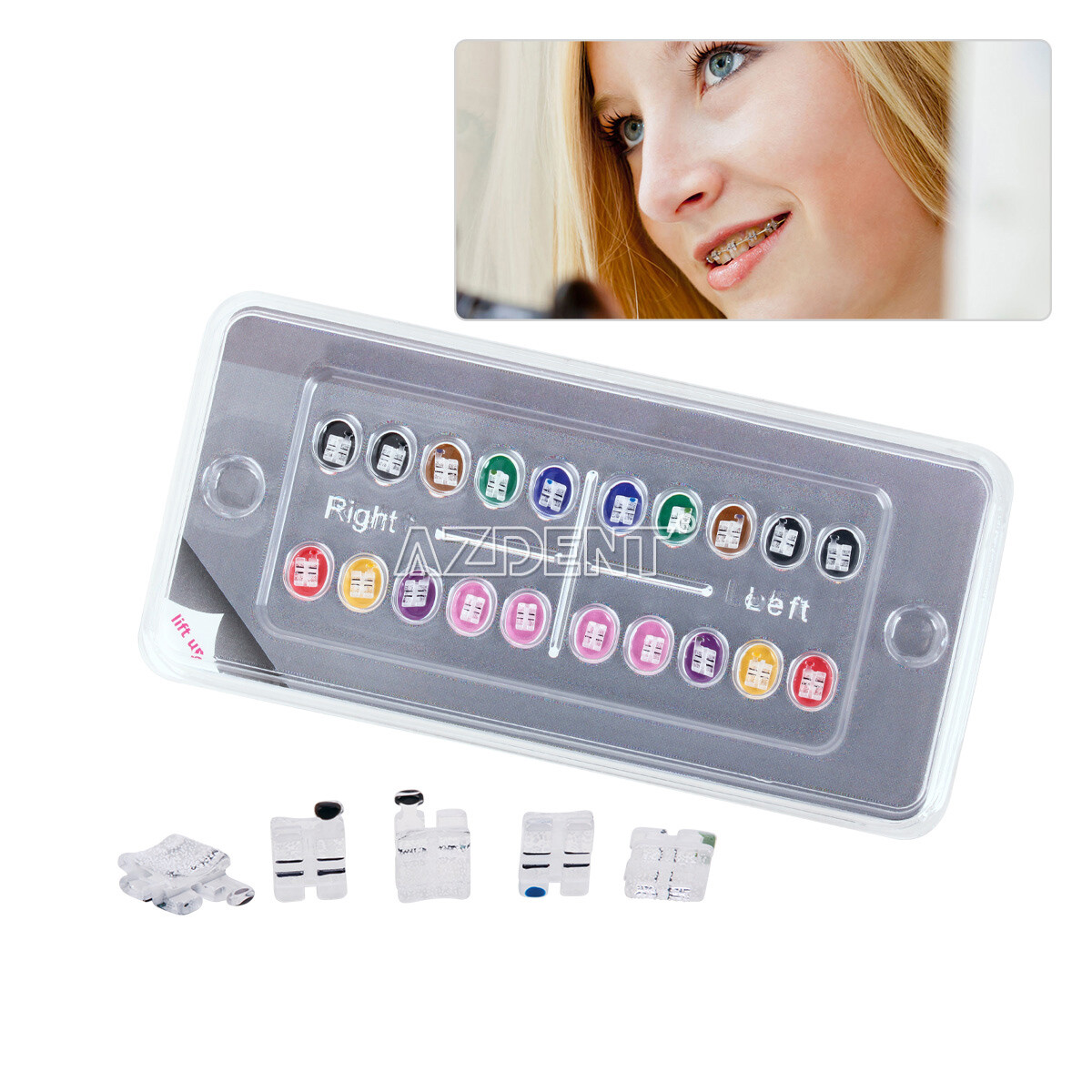 Dental Orthodontic Sapphire Brackets Ceramic Braces Roth/MBT 018/022 Hooks 345