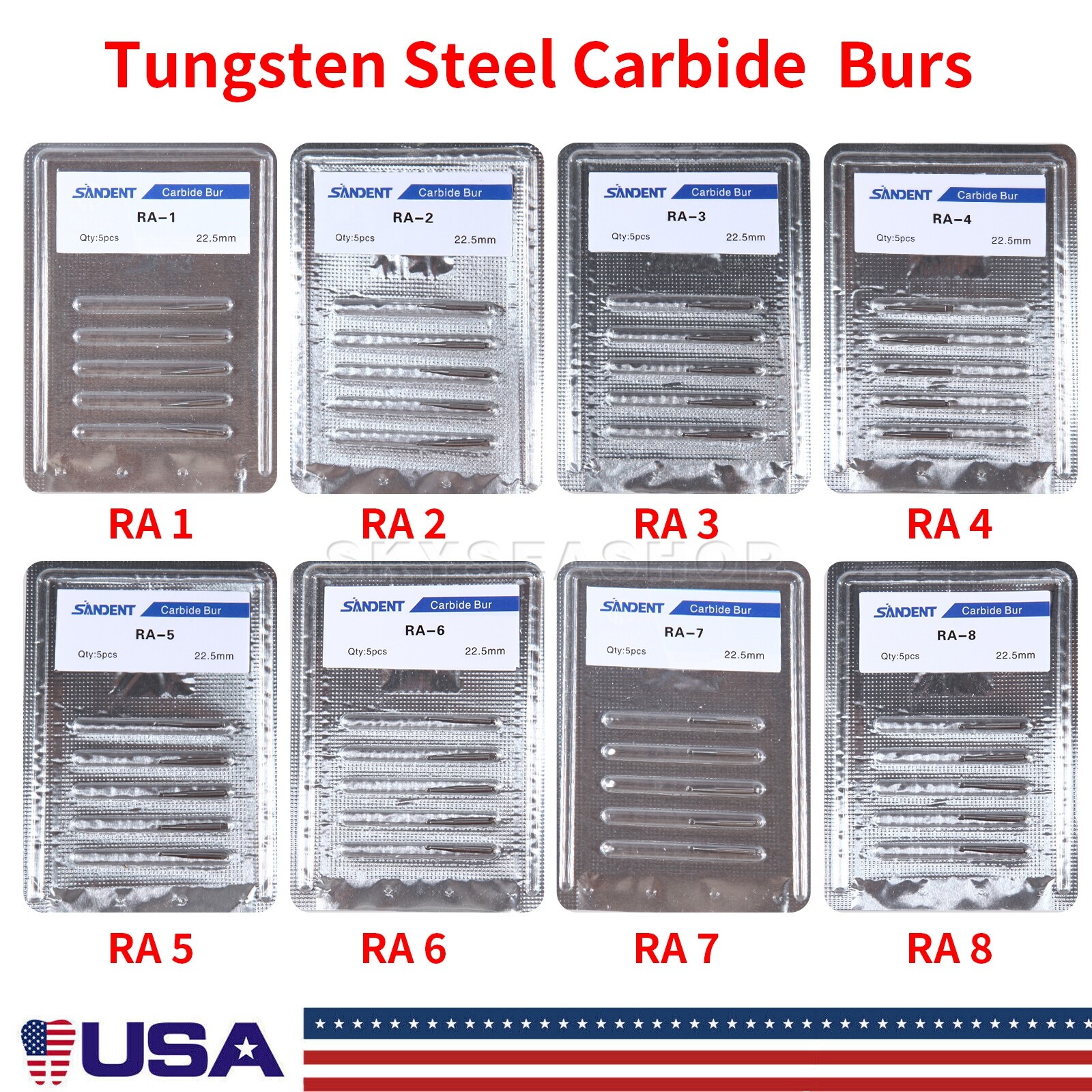 RA1-8 Carbide Burs for Low Speed Handpieces Best Quality Bur (100-5)pk