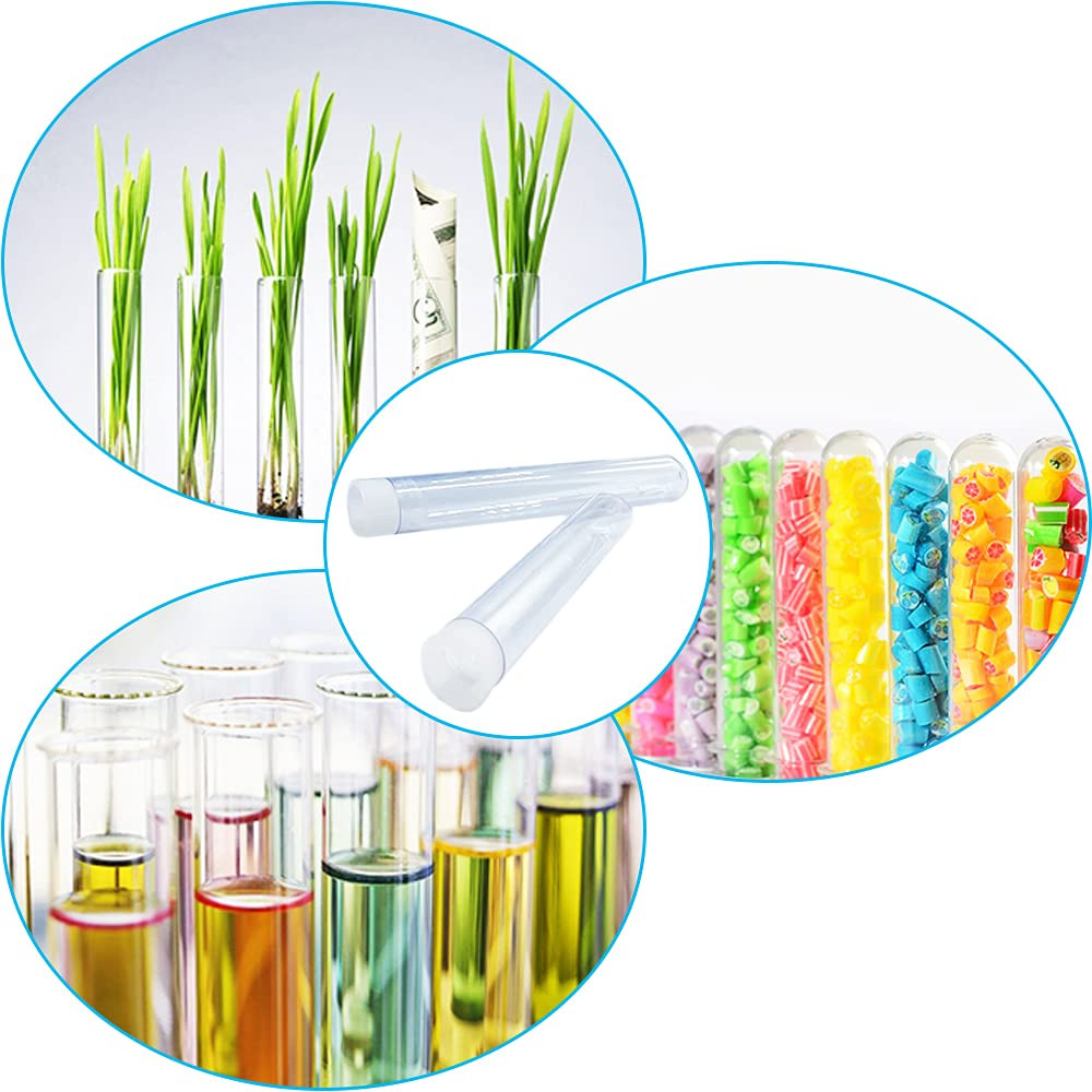 50Pcs 10Ml Clear Plastic Test Tubes with Rack,16 X 100Mm Tube with Caps and 50 H