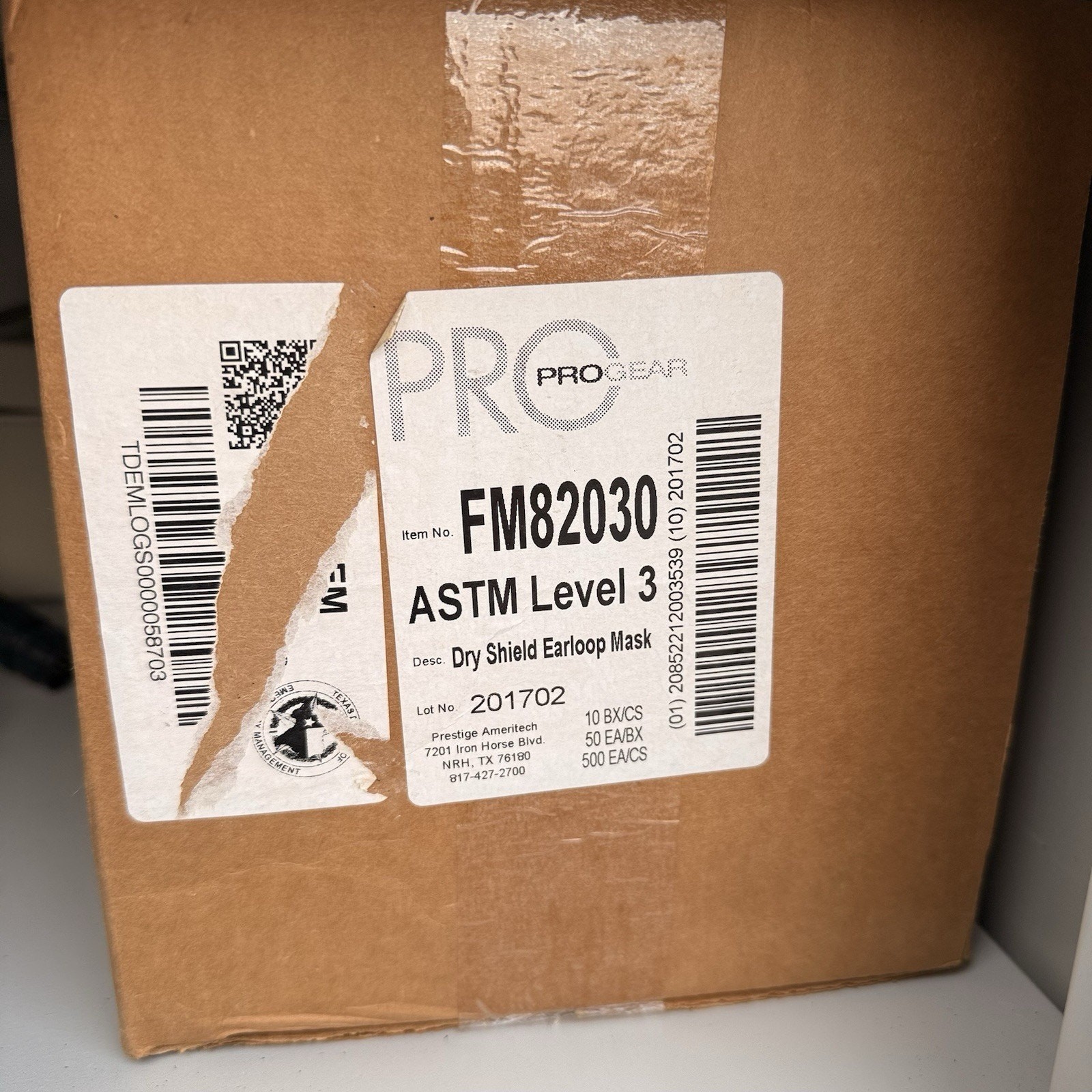 ProGear FM82030 ASTM Level 3 Dry Shield Earloop Mask, 500 Mask