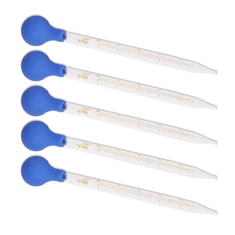 5 Pcs Glass Pipette Dropper 0.5ml, 1ml, 2ml, 3ml, 5ml, 10ml, Liquid Dropper