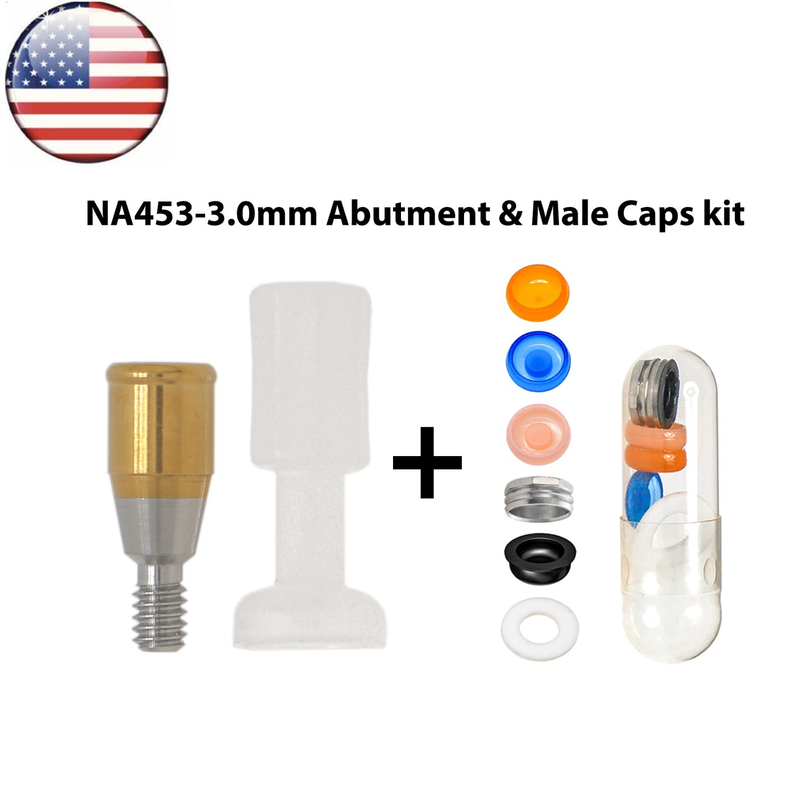 US For Nobel Active Locator Attachment Abutment NP/RP 1-5mm & Male Cap Inserts