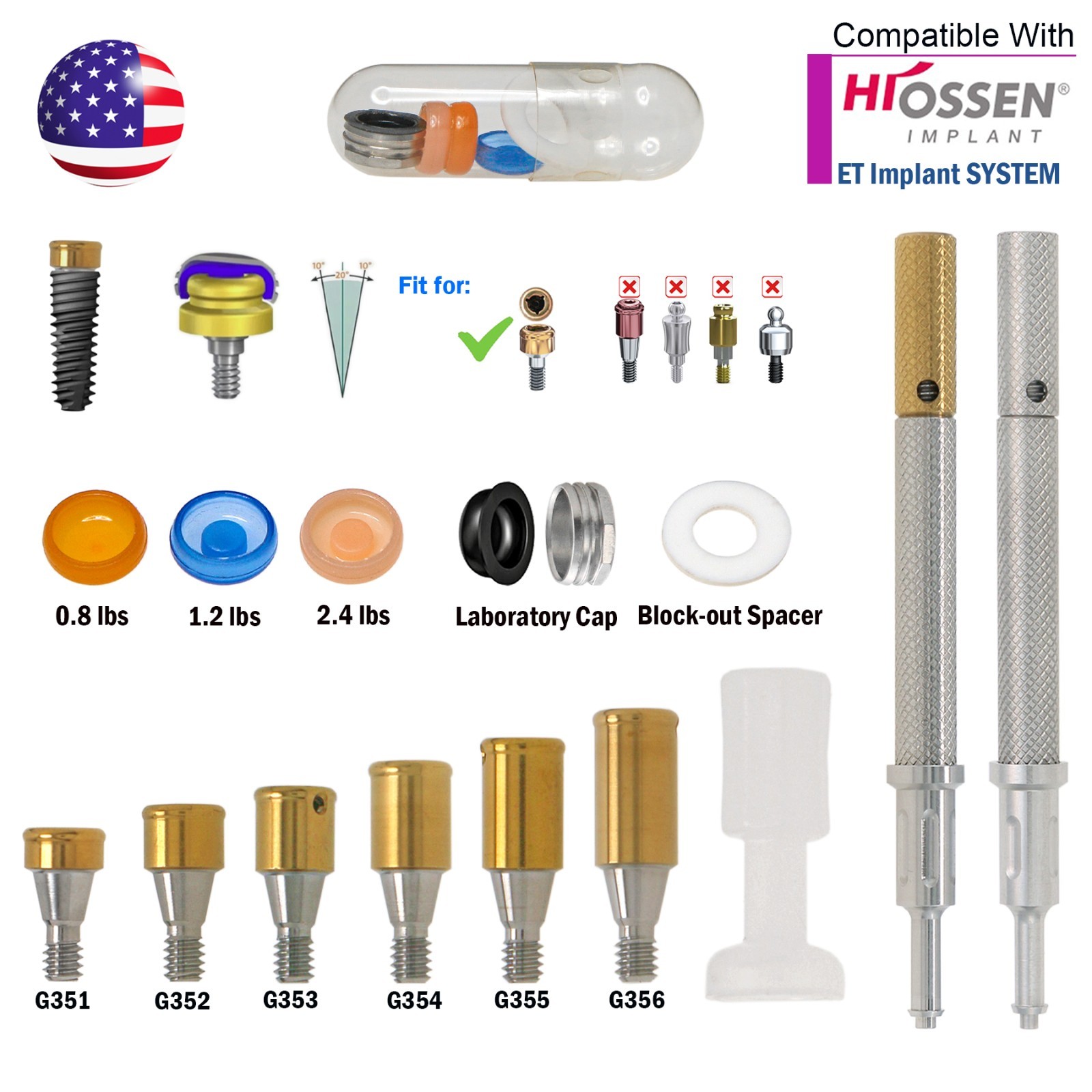 US Osstem HIOSSEN ET Mini Locator Overdenture Abutment Locator Male Caps Tool