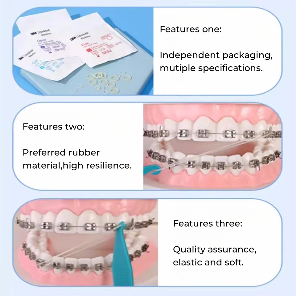 Dental Orthodontic Rubber Bands Super Elastics Latex Braces Yellow Color 3.5 oz