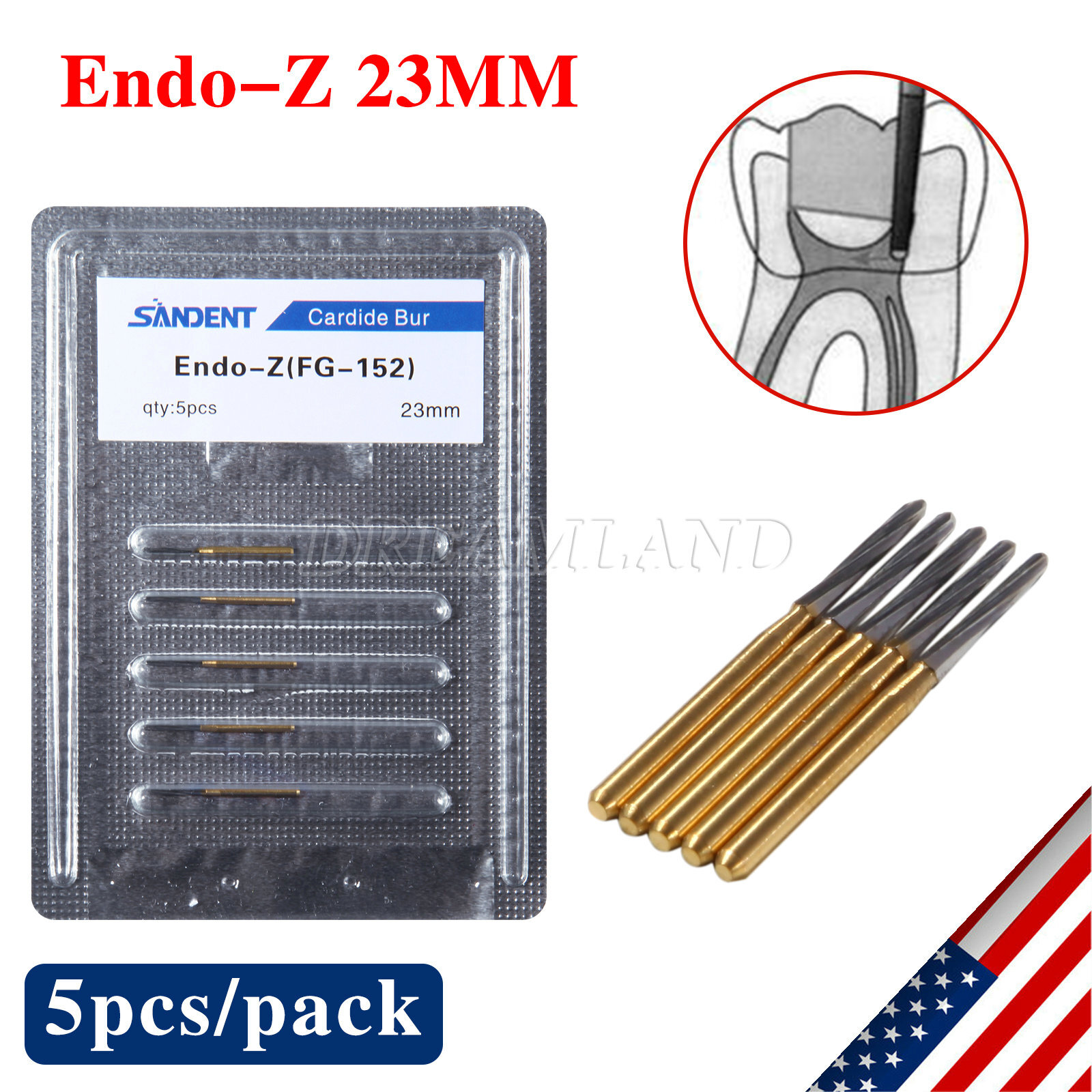 Dental Endo-Z Bur FG Carbide Tungsten Surgical Cutter Burs 1.4*23*9mm