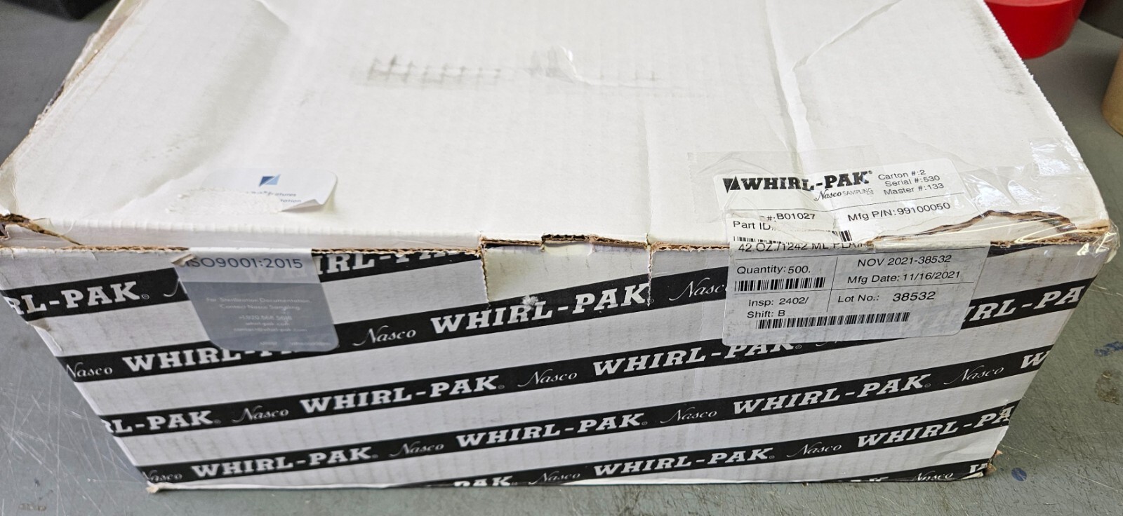 B01027 Whirl-PAK Clear Sampling bag 42 fl oz. 1242 ml 500 Count
