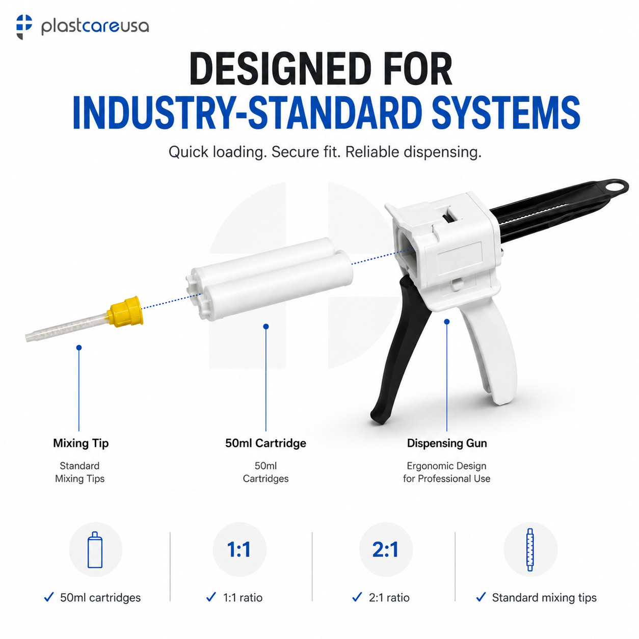 Dental Impression Universal Cartridge Dispenser Delivery Gun 1:1 2:1 House Brand