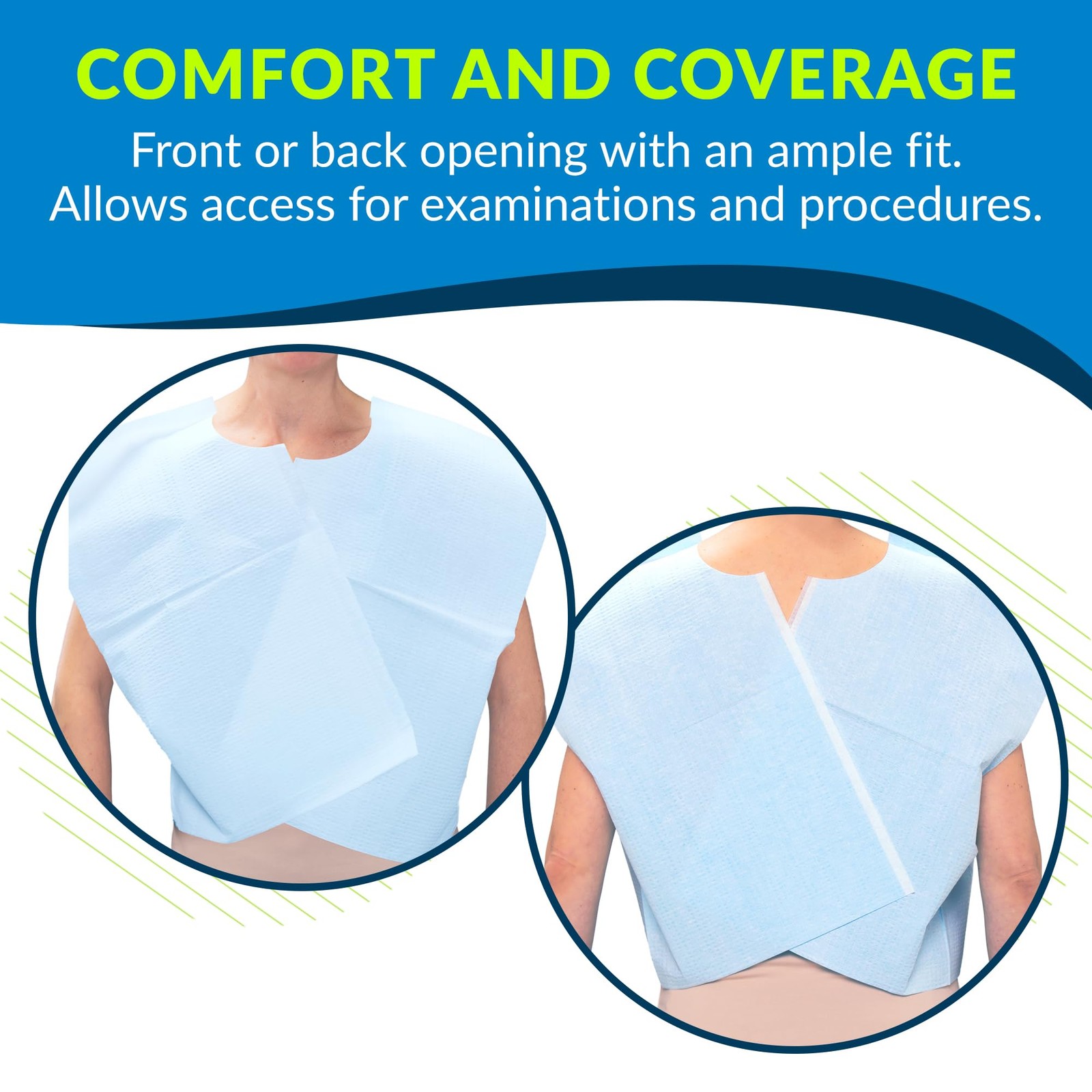 Choice Capes, Blue (Pack of 100) – Tissue/Poly/Tissue – Short-Sleeve, Open-Back