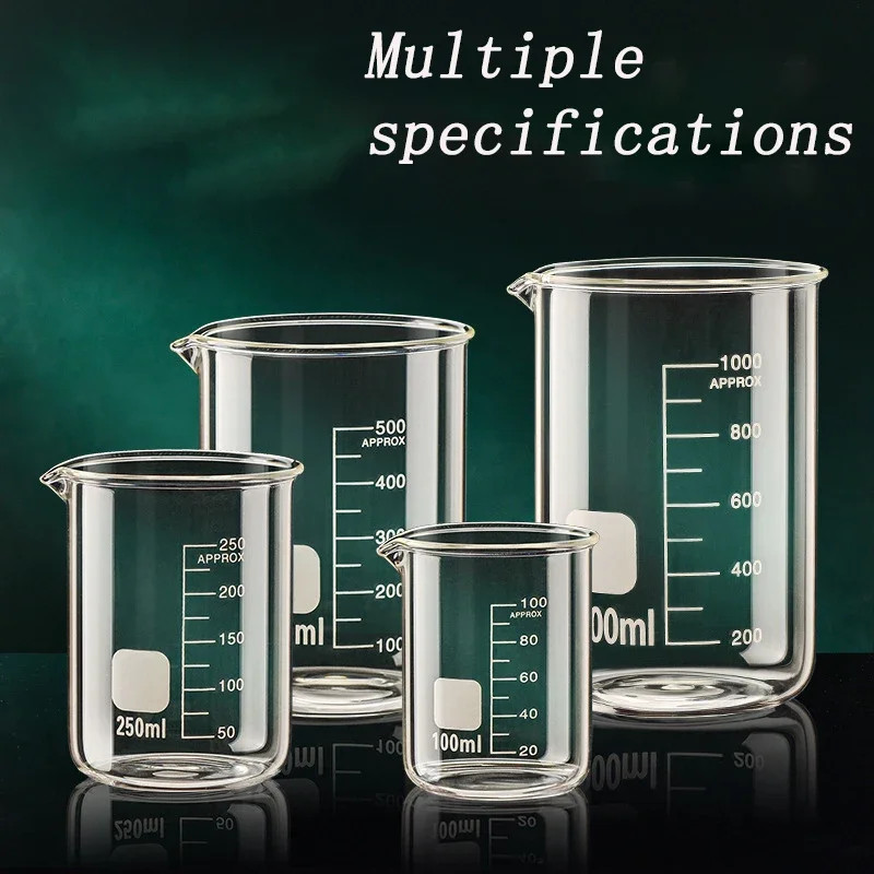 High Borosilicate Glass Measuring Cup – Heat Resistant Lab Beaker 50ml-500ml
