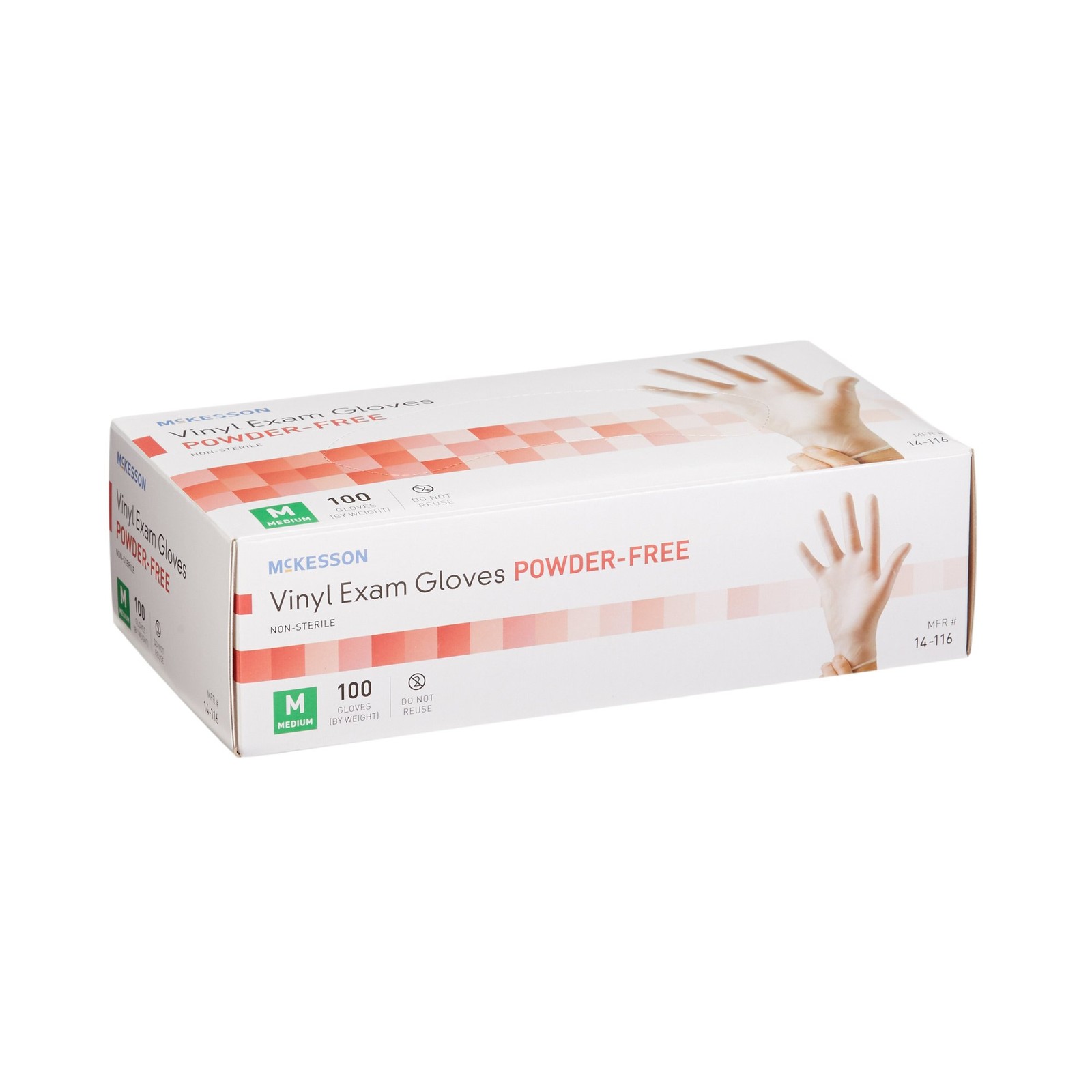 McKesson Vinyl Exam Glove Standard Cuff Length MEDIUM 100 per Box