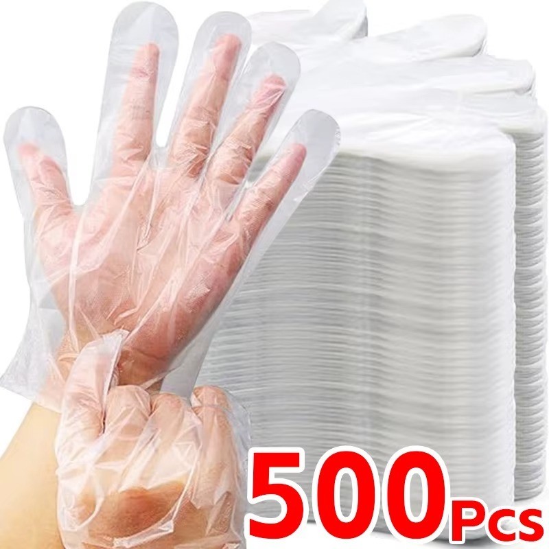 500 Count Disposable Poly Plastic Gloves for Cooking, Food Prep and Food Service