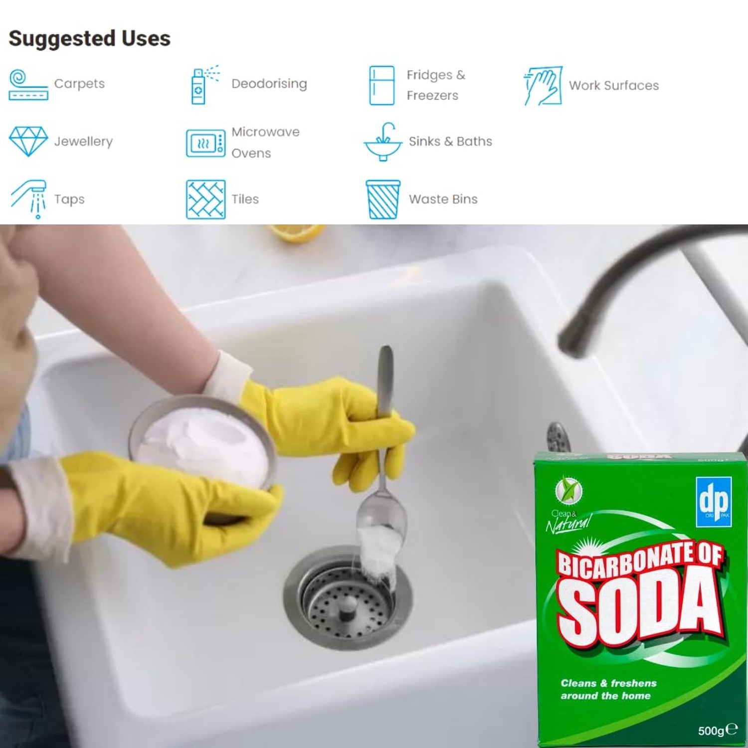 Dri-Pak Clean & Natural Bicarbonate of Soda 500g 17.64 Ounce (Pack of 1)