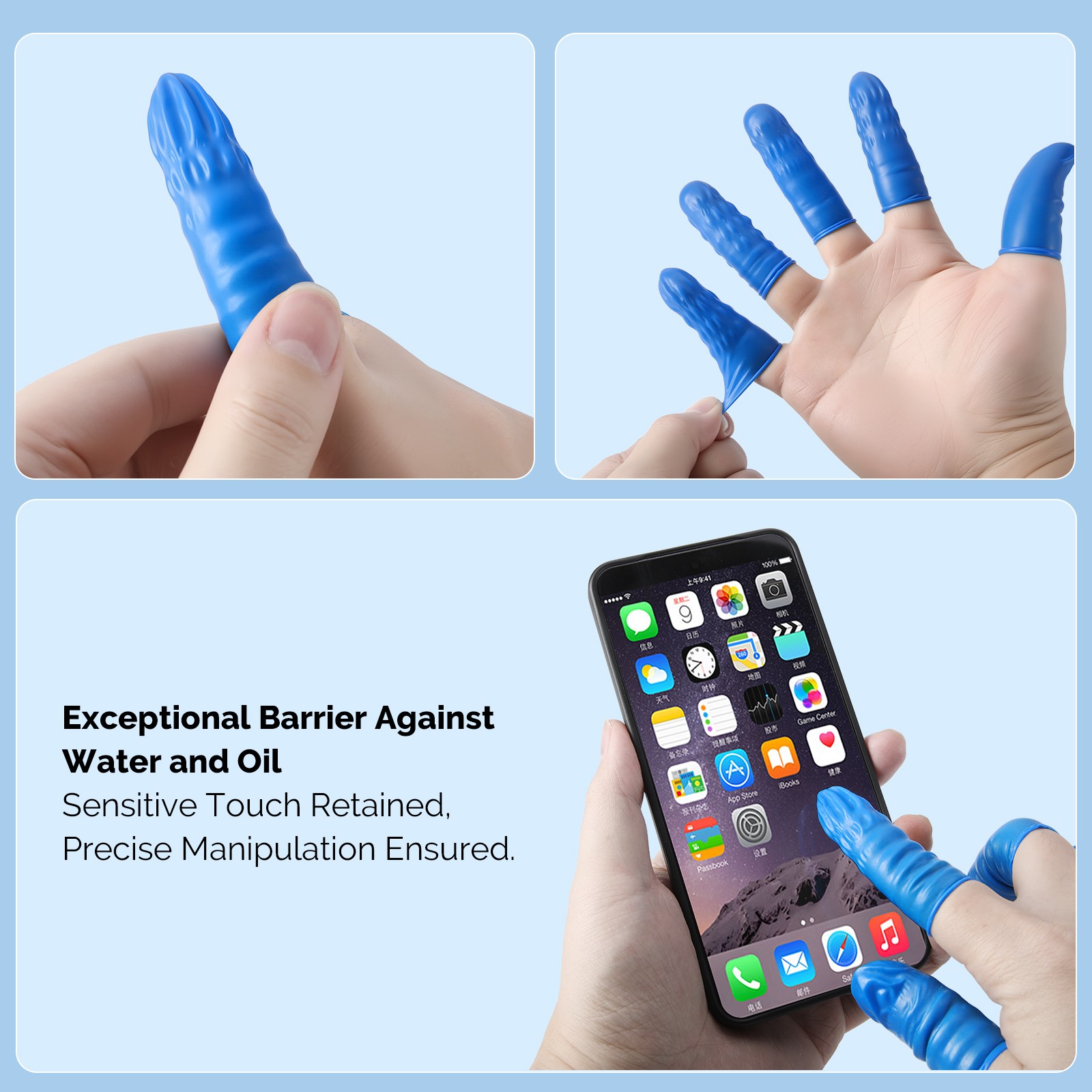 Disposable Nitrile Finger Cots Powder Free M Finger Gloves Protectors 100pcs/box