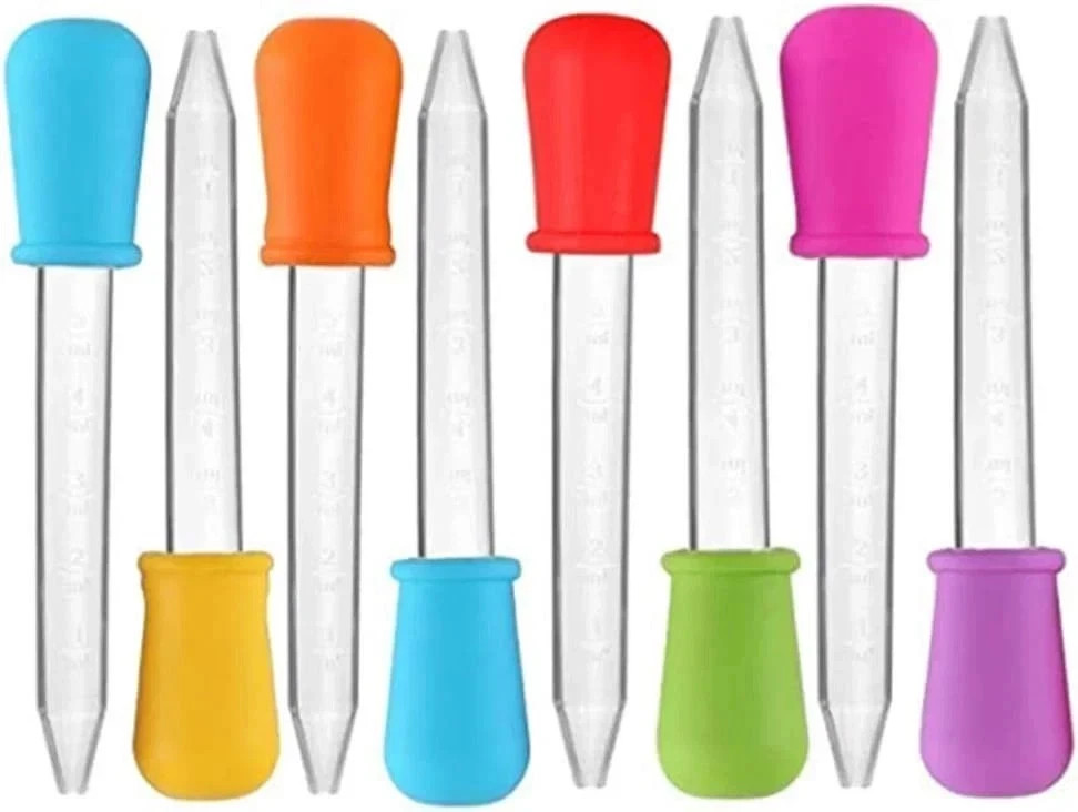 5pc Random Medicine Silicone and Plastic Pipettes Eye Dropper with Bulb Tip 5ml