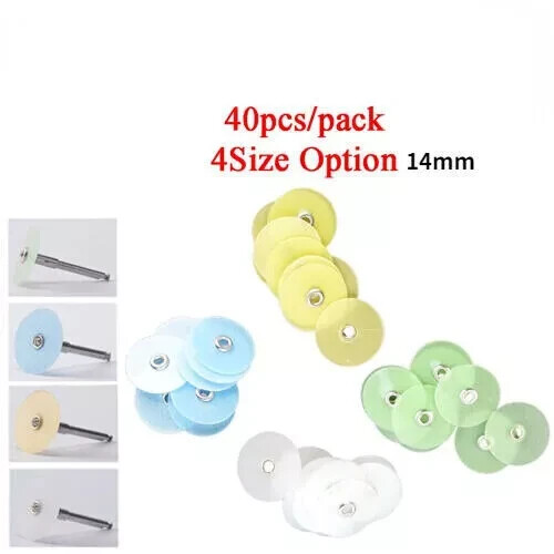 1 Box 40pcs Dental Composite Finishing Polishing Discs Metal Bush Mandrel