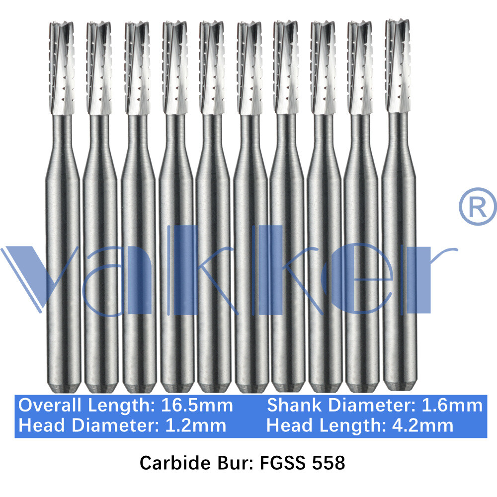 Vakker 10PC Dental Bur Friction Grip Carbide Burs FG SS 2 6 8 Short Shank 16.5mm