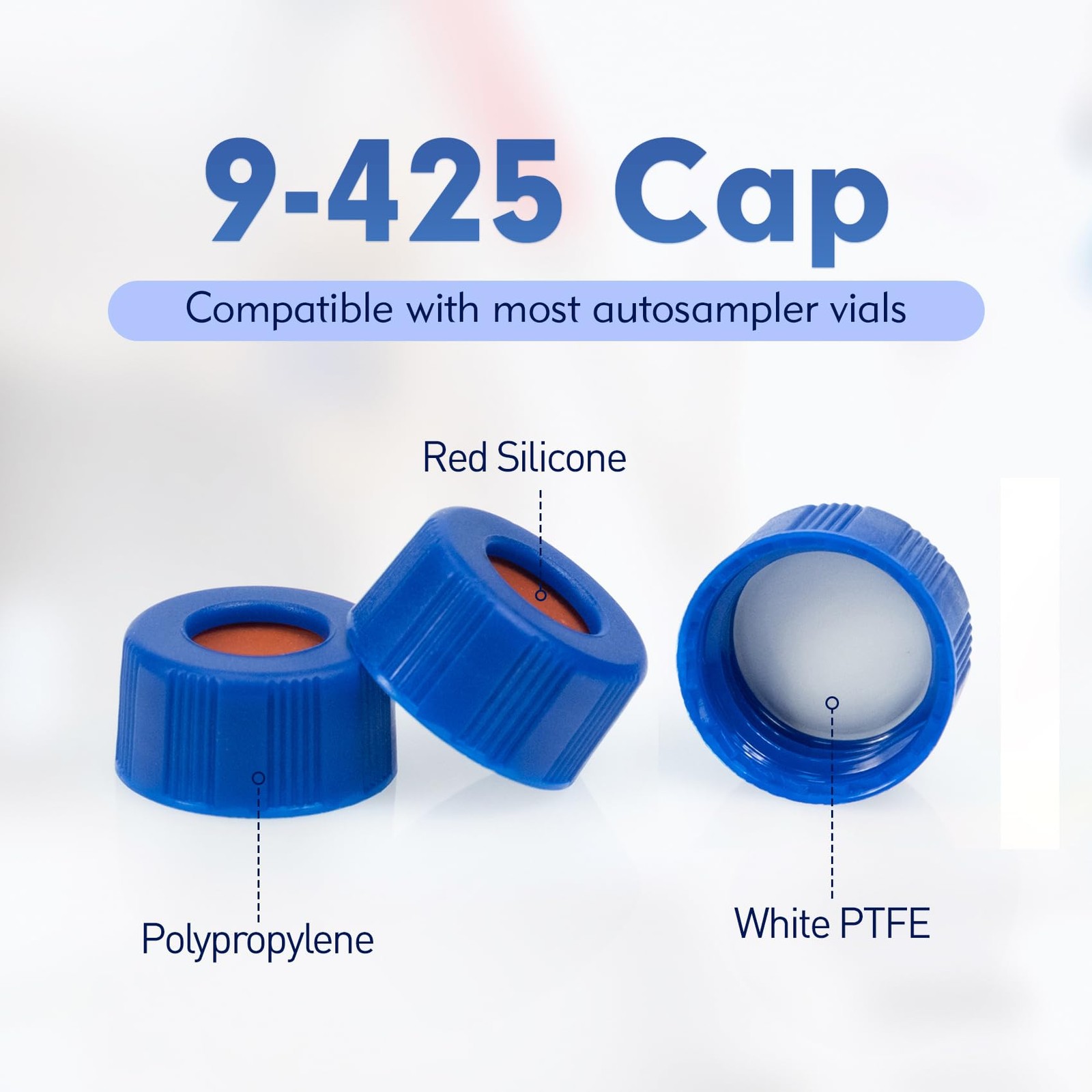 100 PCS 2ml Polypropylene Vials 9mm Short Thread Blue Cap Ion Chromatography