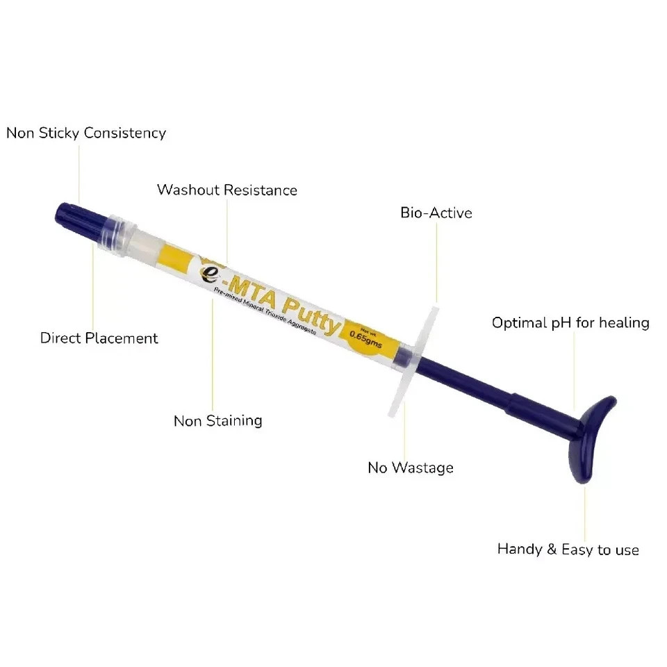 Dental E-MTA PUTTY Pre Mixed Mineral Trioxide Aggregate RCT 0.65gm Syringe FS