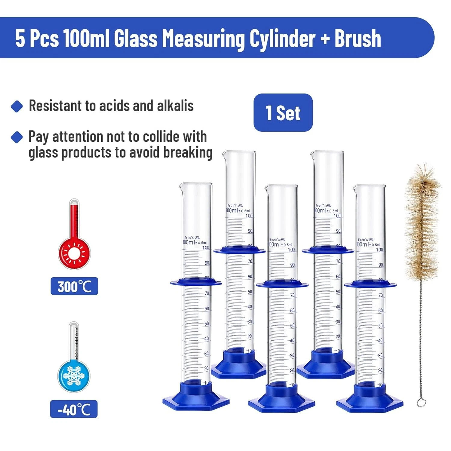 14Pcs Borosilicate Glass Lab Beaker,5pcs Graduated Cylinders Measuring Glassware