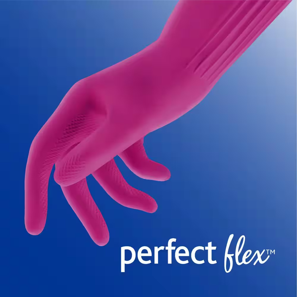 Playtex Medium Living Fuchsia Pink and Navy Latex/Neoprene/Nitrile Gloves (4-Pai