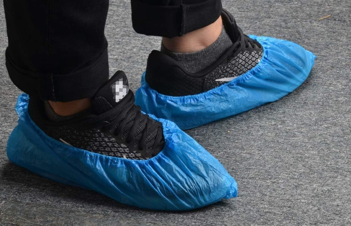 100 Pack Disposable Waterproof Shoe Covers Blue Non-Slip Durable for Indoor
