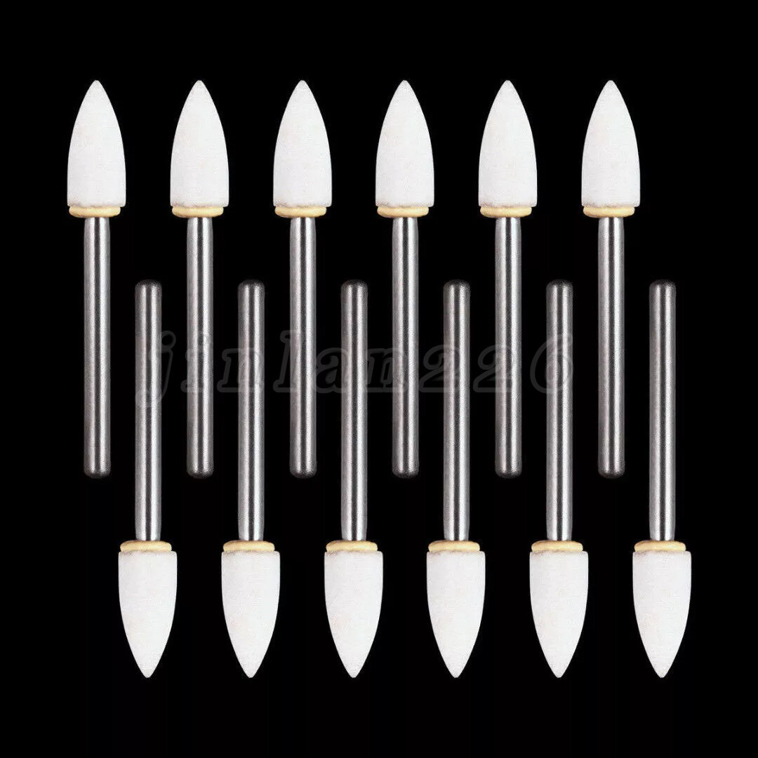 SANDENT Dental White Stone Polishing Burs FG Aluminum Oxide Flame Shape