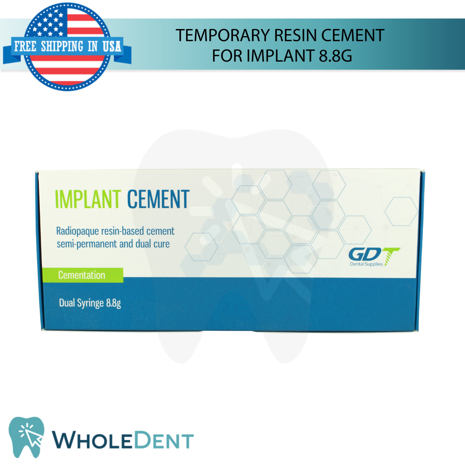 GDT Dental Non Eugenol Temporary Resin Cement For Im plant Retained Crown 8.8gr