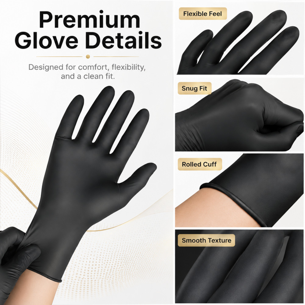 100-1000Count Disposable Nitrile Gloves 4.5Mil Powder Free Latex Free Exam Glove