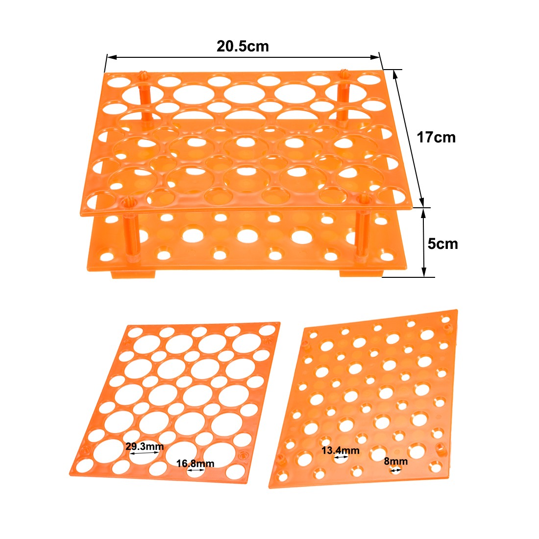 Tube Rack Polypropylene 50-Well Orange for 0.5ml, 1.5ml,10ml, 15ml, 50ml
