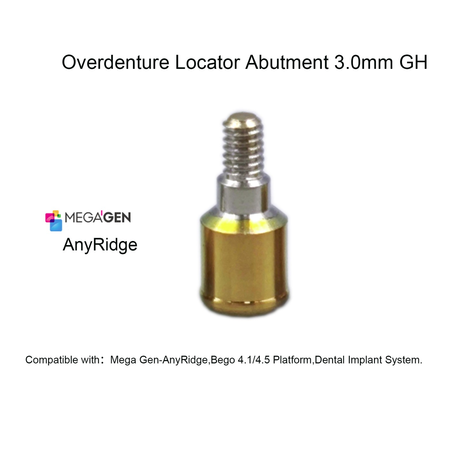 Dental Overdenture Locator Abutment 1-6.0mm GH for MegaGen-AnyRidge Platform