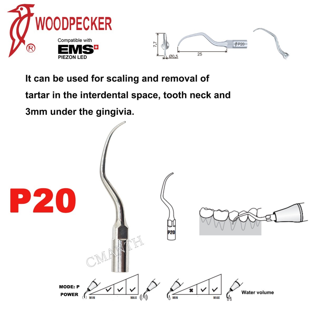 Woodpecker Dental Ultrasonic Scaler Tips P1-P33 Period Tips Fit EMS Scaler