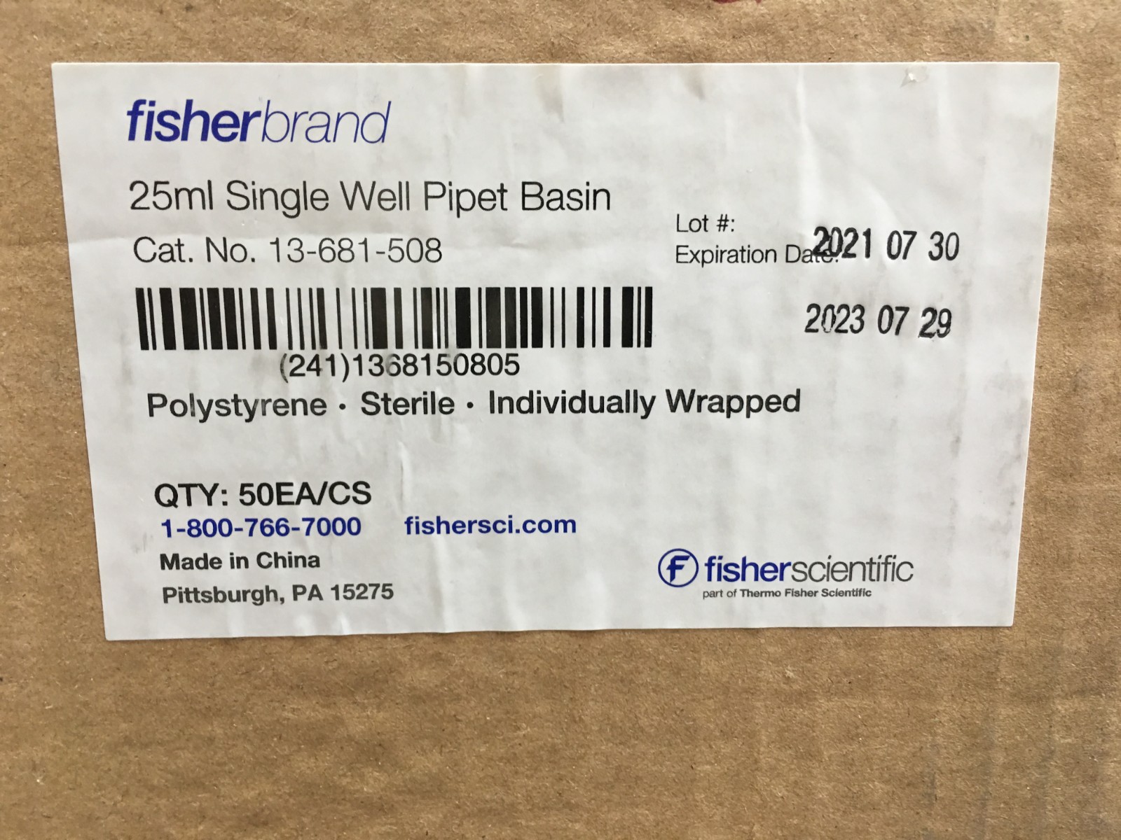 Fisherbrand Cat No 13-681-508 Disposable Single Well Pipette Basins 25mL