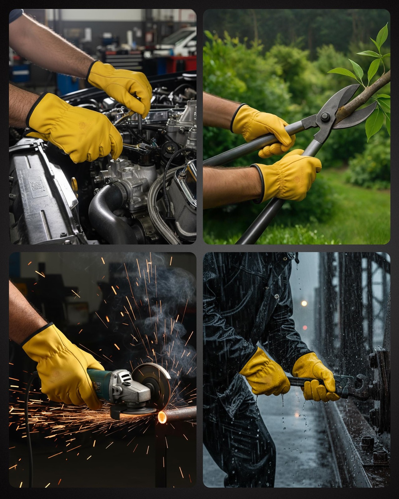 First Canadian 3 Pair Heavy Duty Leather Work Gloves For Men Women
