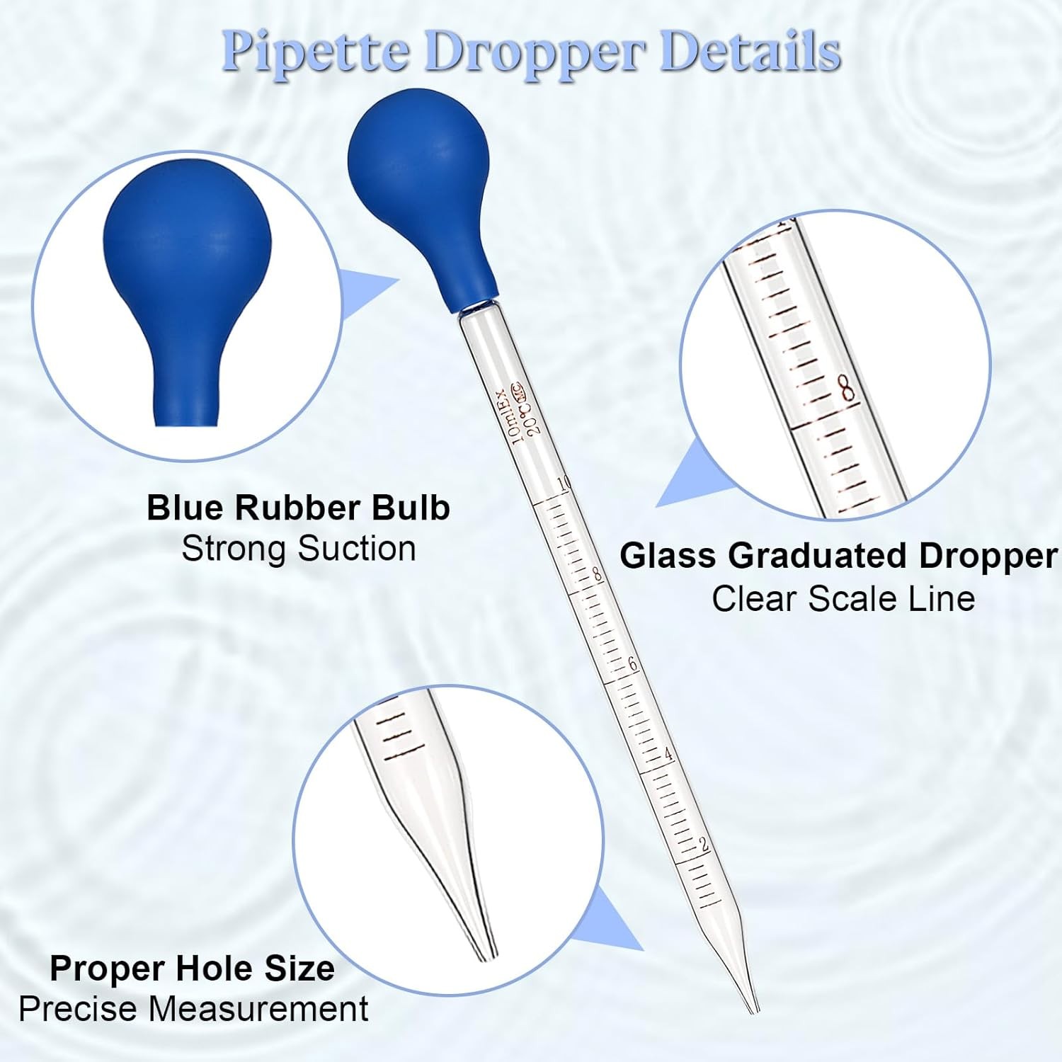 3Pcs Glass Pipettes Dropper, 10ml Graduated Liquid Dropper with Rubber Bulb f…