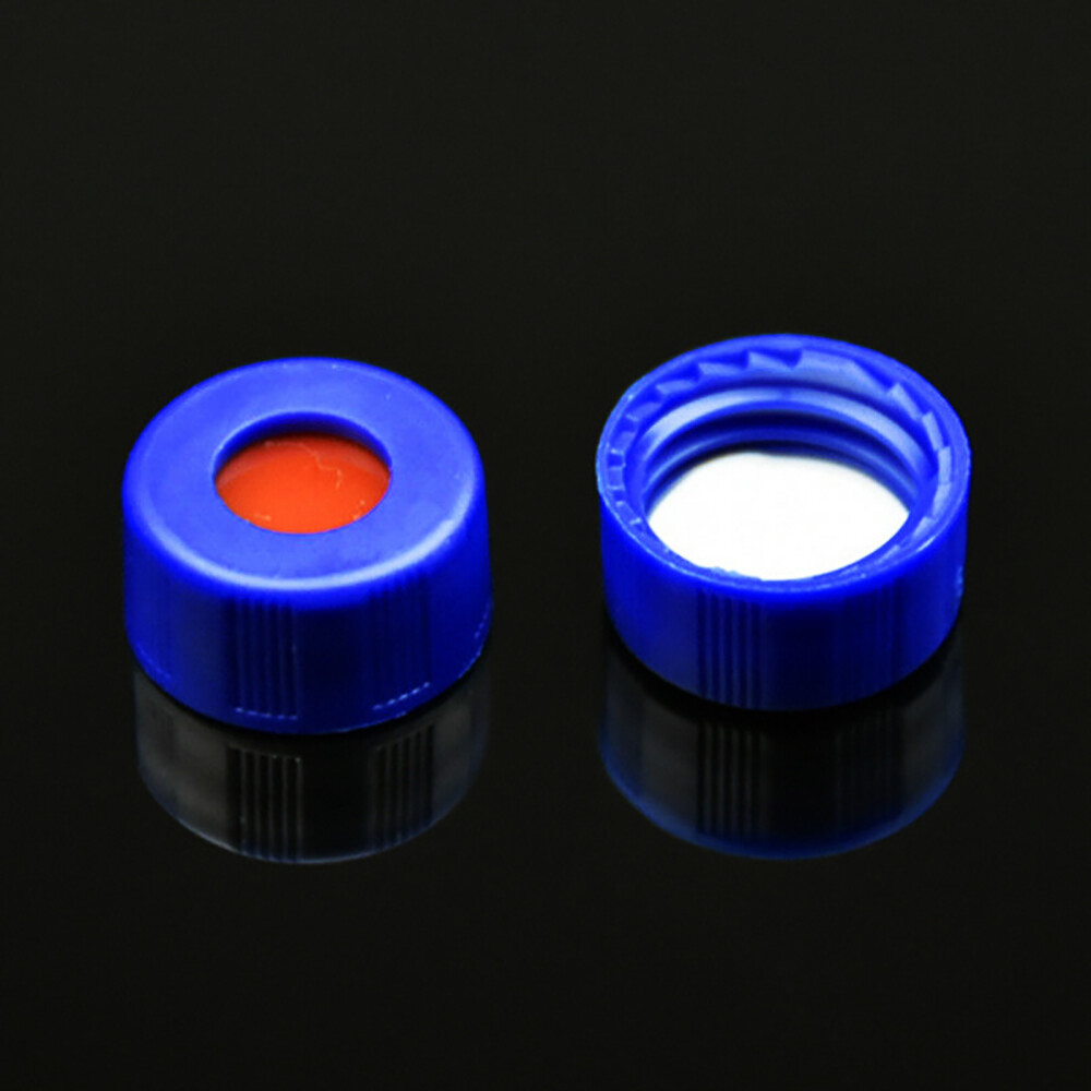 100PCS 9-425 Screw Thread Vial Caps 9mm PTFE/Silicone Septa for Autosampler HPLC